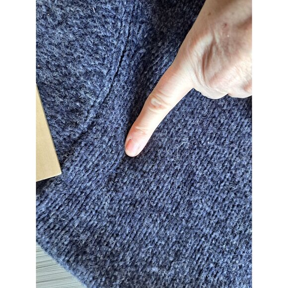 Vtg L.L. Bean Mens Navy 100% Lambs Wool Full-Zip Sweater L-Reg 90's Academia - Picture 10 of 11